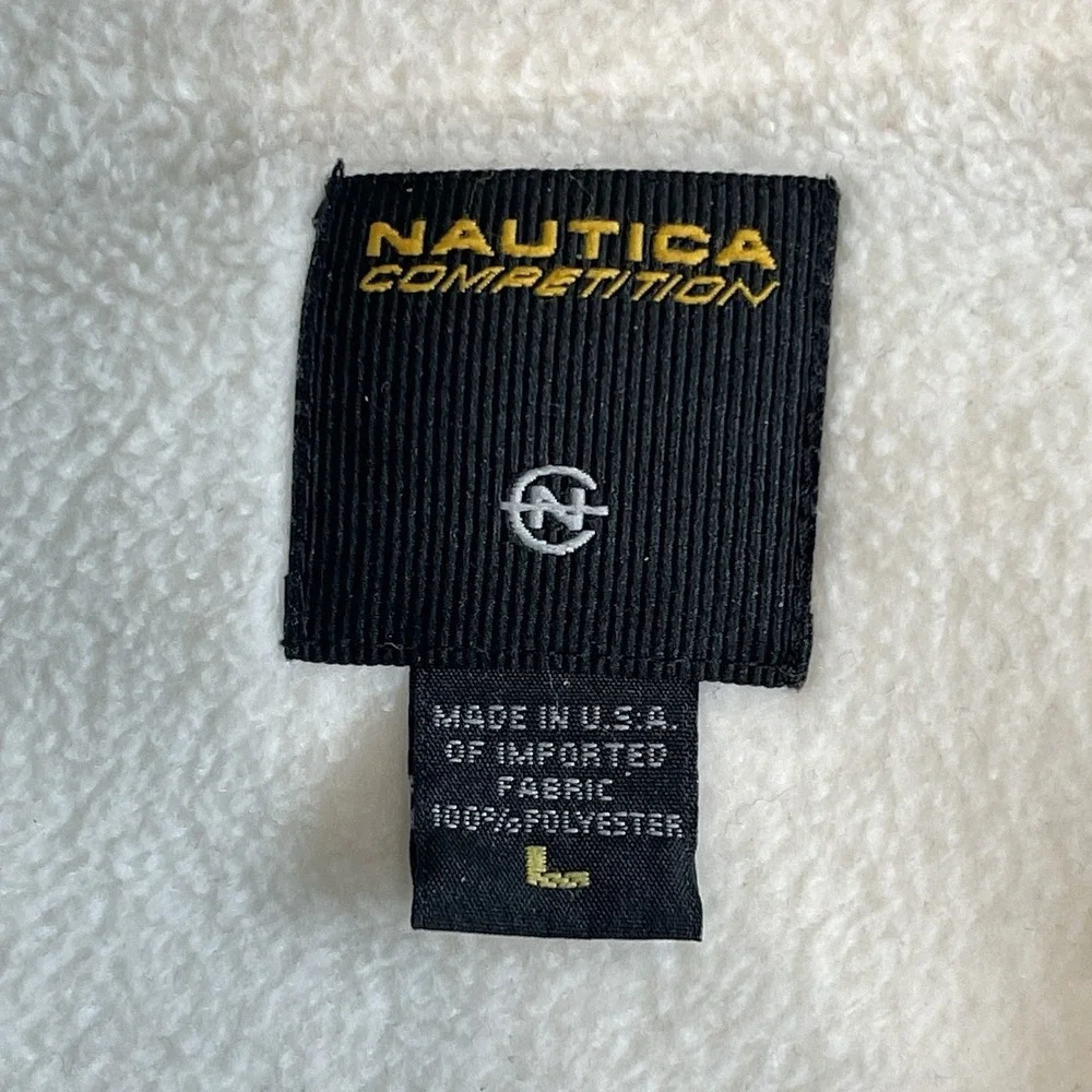 Vintage Nautica Competition Nautech White/Cream Fleece Made In USA Mens Large